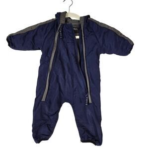 Big Chill Insulated Snowsuit Navy Blue Hooded with Dual Full Length Zippers 3-6m